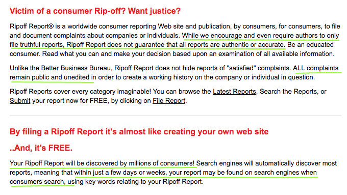 ripoff report screenshot